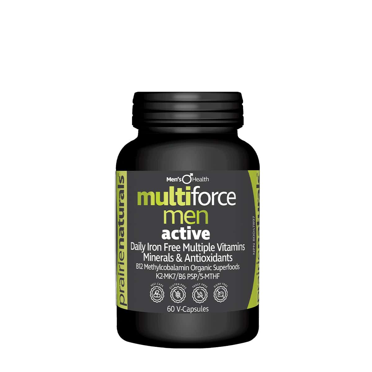 Prairie Naturals Multi-Force Men Active (60 Capsules) Iron-Free Daily Multivitamin