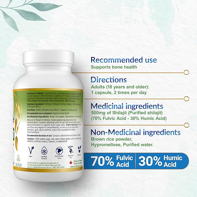 LeafSource® Shilajit 500mg - 120 Capsules (60-Day Supply)