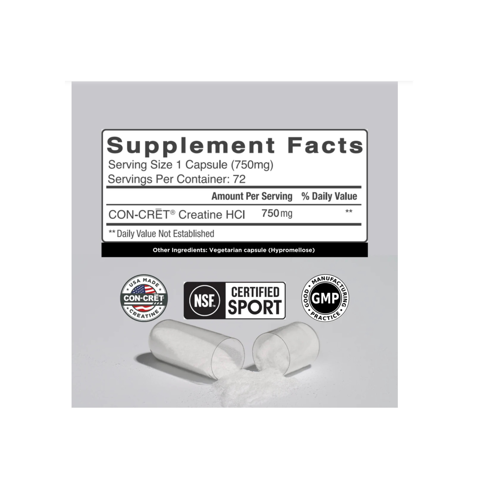 CON-CRET Creatine HCl, 72 Cap