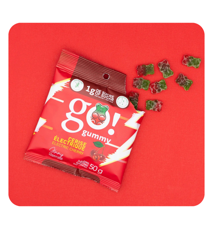 Colorful Go! Gummy candy in various shapes and flavors, showcasing the vibrant packaging and assortment of gummy treats.