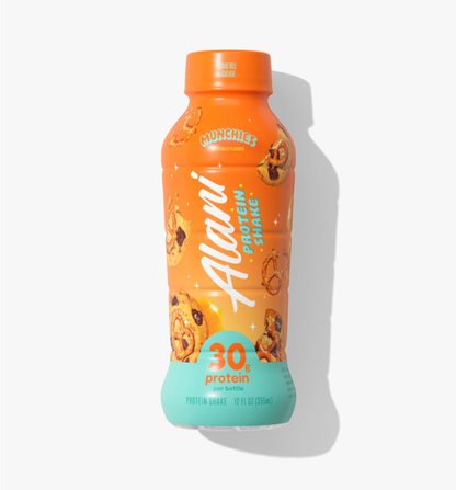 Alani Nu Protein Shake in a sleek bottle with a label featuring the Alani Nu logo and vibrant design, ready for consumption
