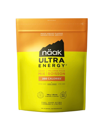 Näak Ultra Energy Drink Mix 720g container, vibrant packaging showcasing hydration and endurance fuel ingredients.