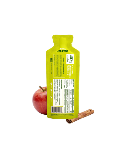 Huma Hüma Ultra Energy Gel Extended Distance Formula in a pouch, designed for sustained energy during long-distance runs.