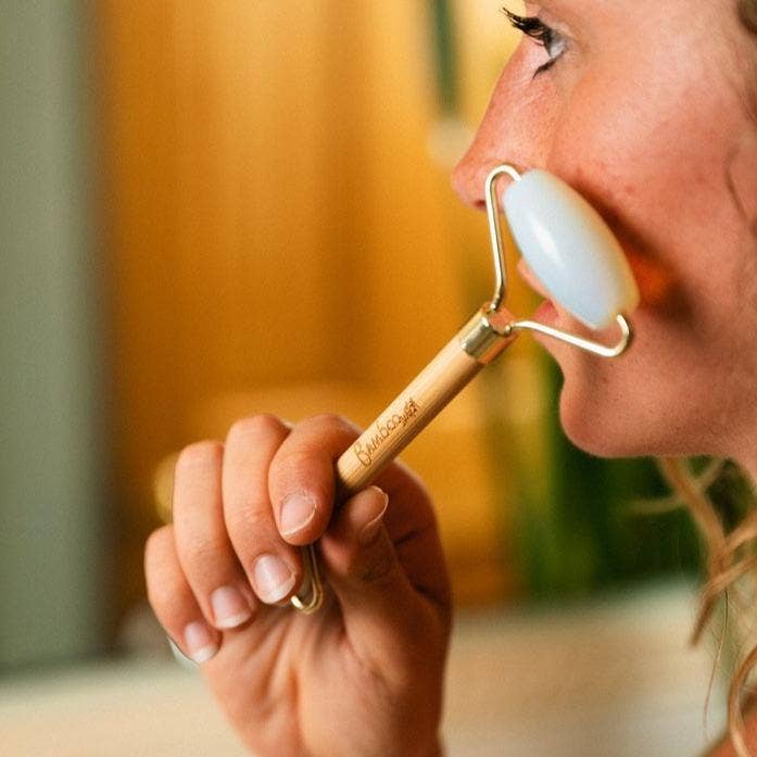 Bamboo Facial Massage Roller | Self Care Holiday Bestseller: Rose Quartz