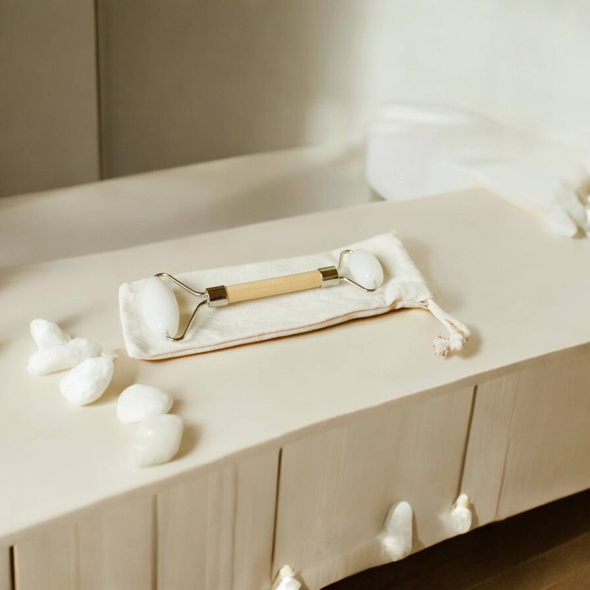 Bamboo Facial Massage Roller | Self Care Holiday Bestseller: White Jade