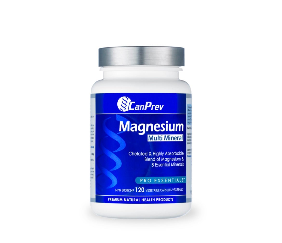 CanPrev Magnesium Multi Mineral 120 Capsules - 9 Chelated Minerals for Complete Body Support
