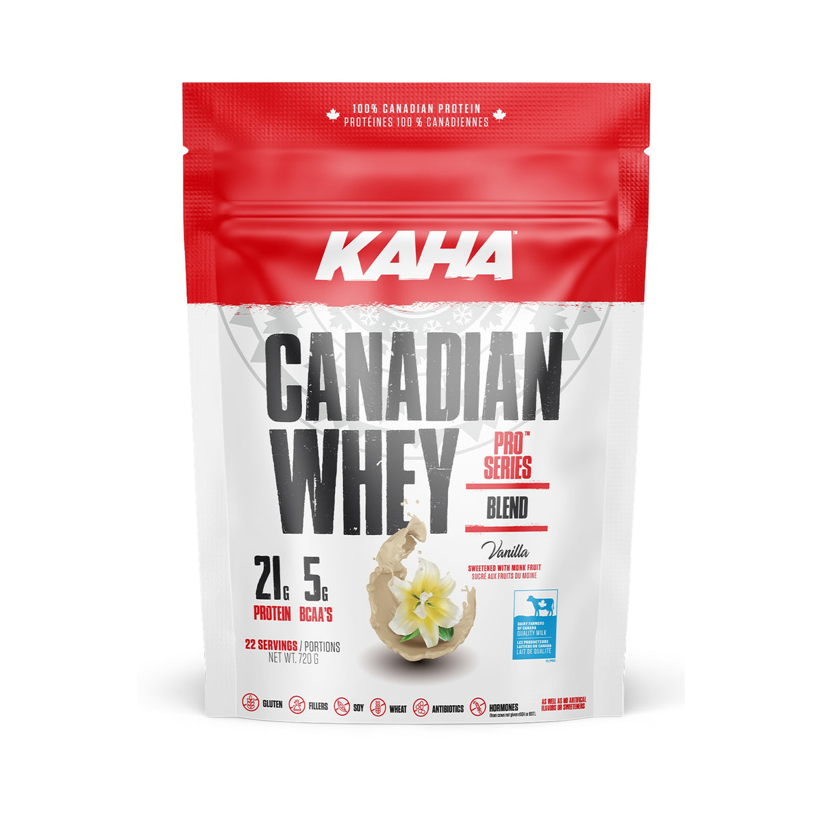 KAHA Canadian Whey Protein - Vanilla 720g - Front of package
