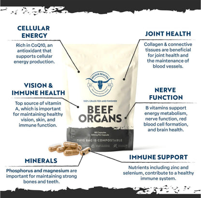 Higher Healths Beef Organs - The Everything Capsule, Bag 180 capsules