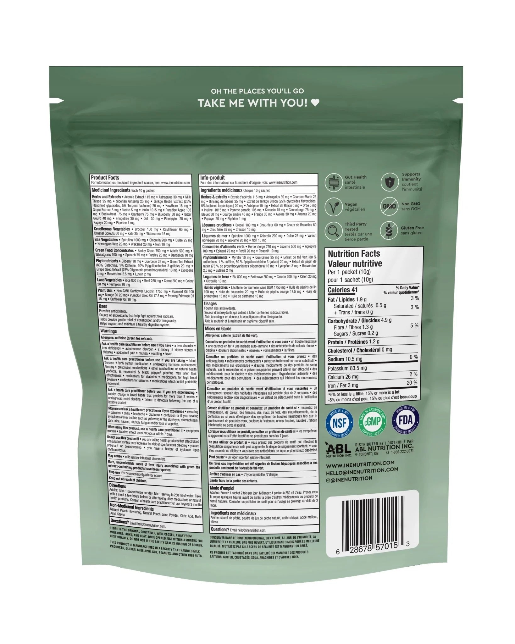 Ine+ Nutrition Super Greens Juicy Peach - Travel Packs