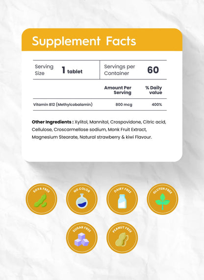 Nutra Meltz Kids Vitamin B12 800 mcg Quick-Dissolving Tablets