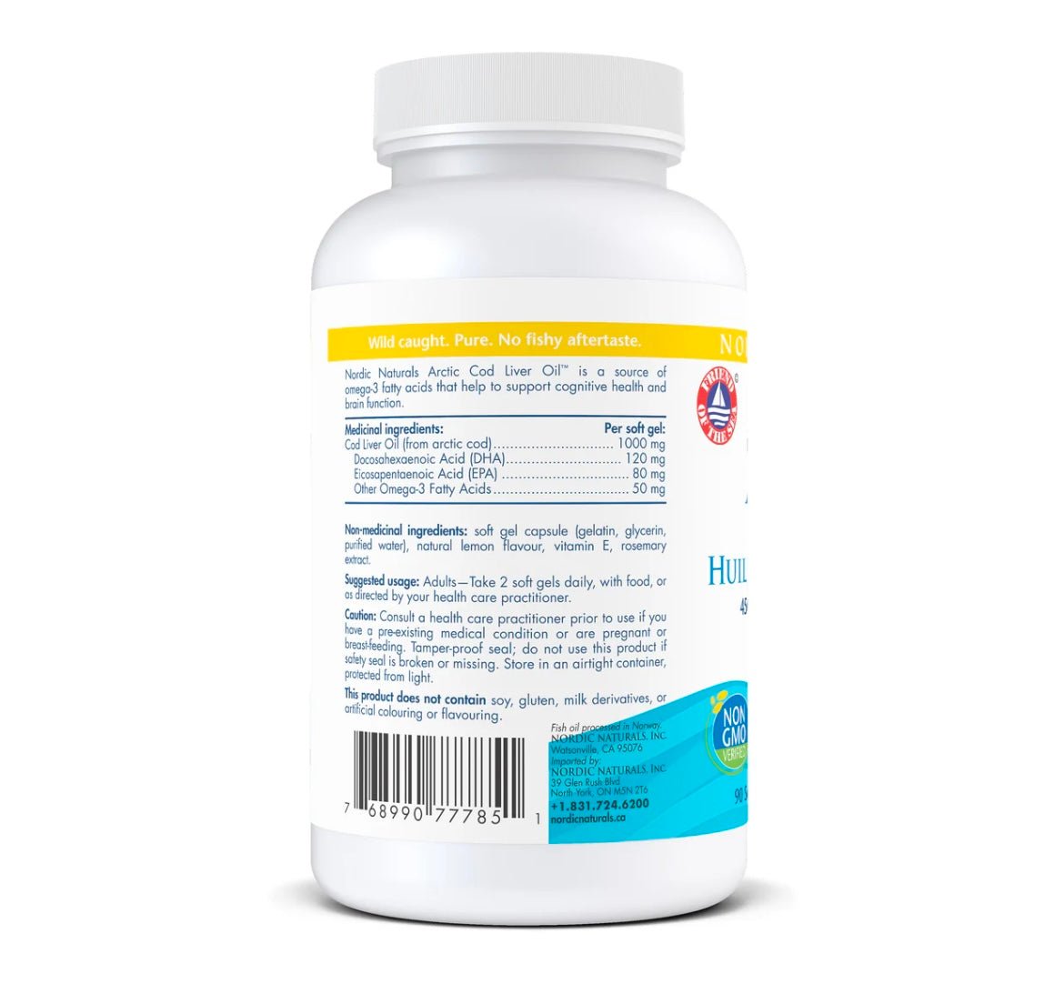 Nordic Naturals Arctic Cod Liver Oil, Lemon, 90 caps