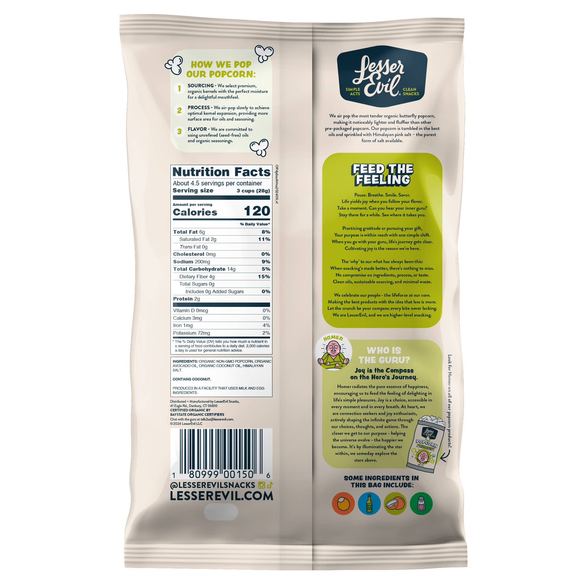 Organic Popcorn, Avocado-licious 4.6 oz