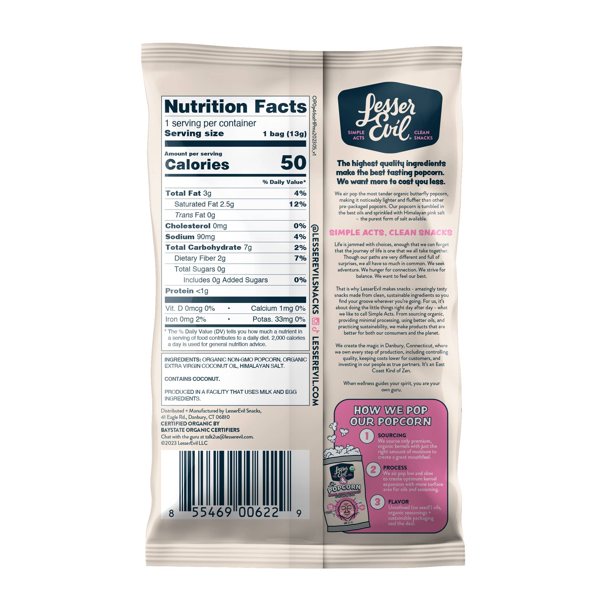 Organic Popcorn, Himalayan Pink .46 oz - 96 pack