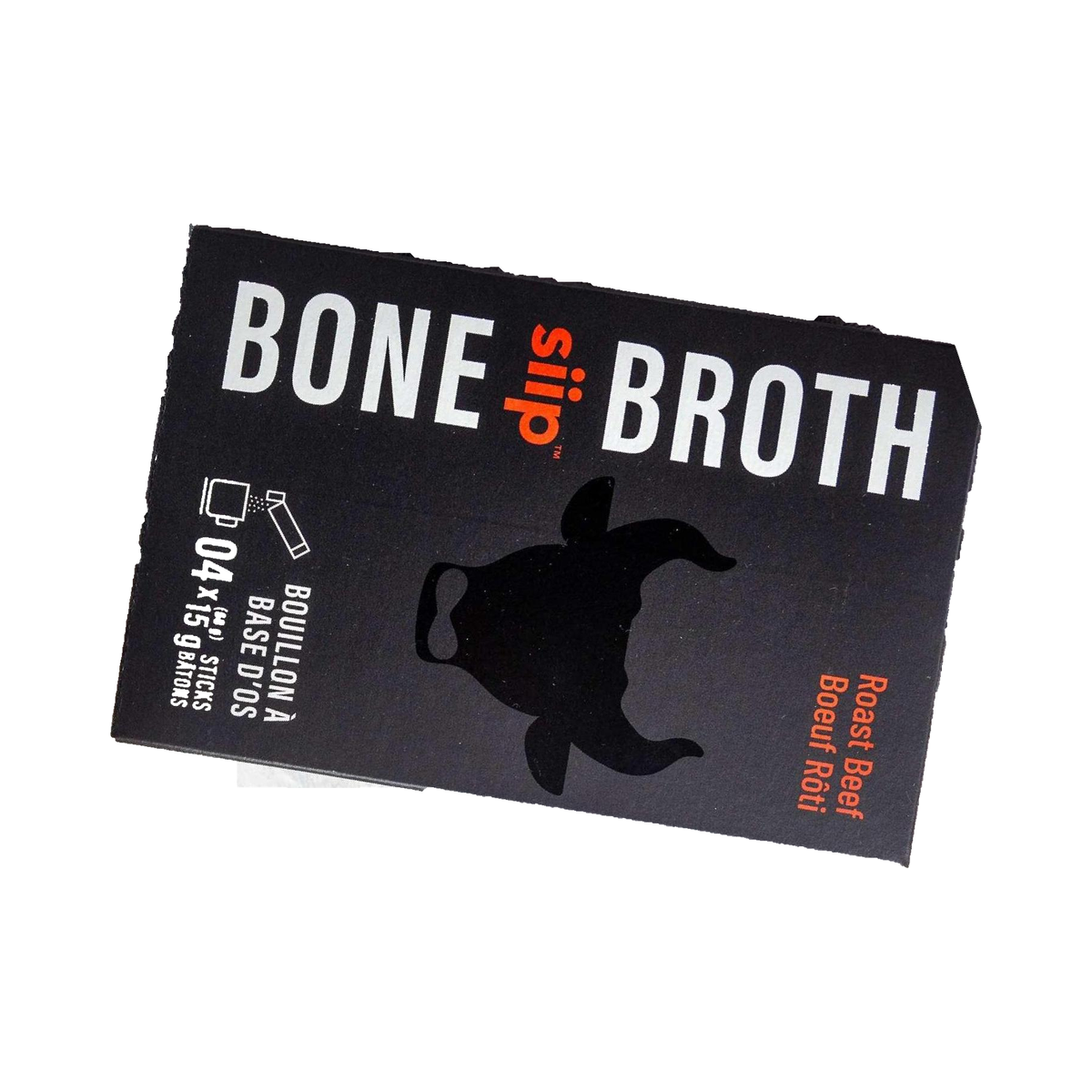 SIIP Roast Beef Bone Broth box, 4 sticks, on white background