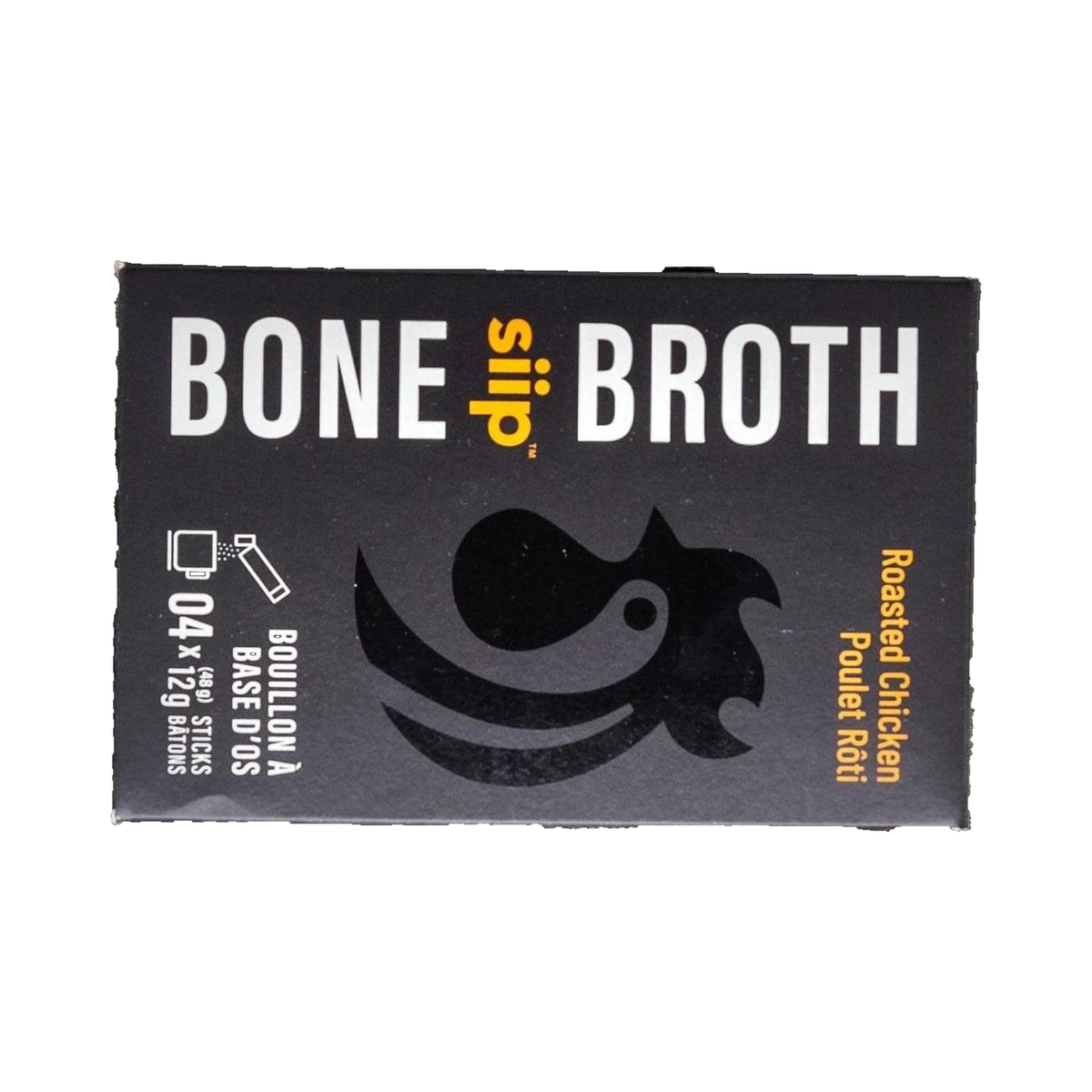 SIIP Roasted Chicken Bone Broth box, 4 sticks, on white background