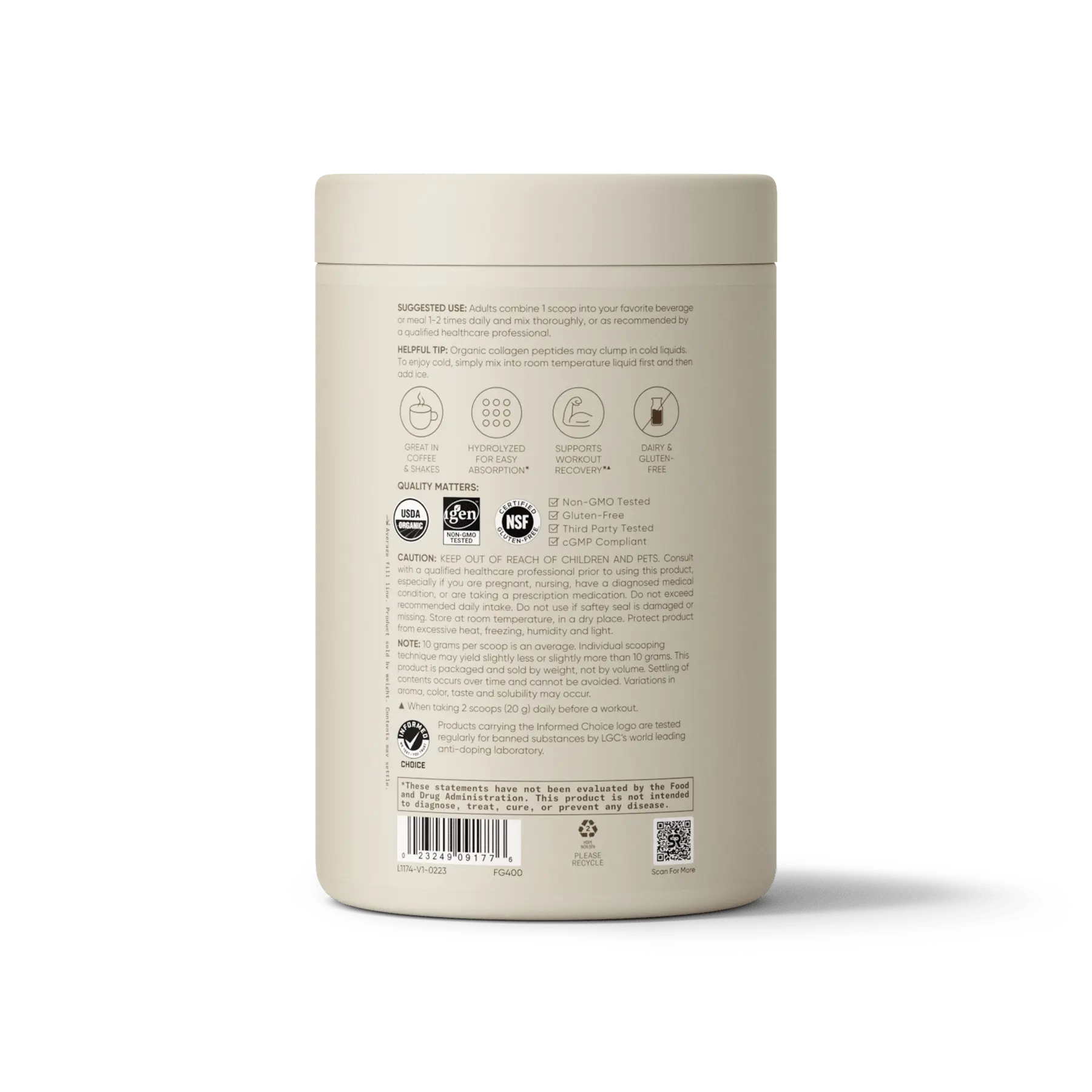 Sports Research Organic Collagen Peptides Powder