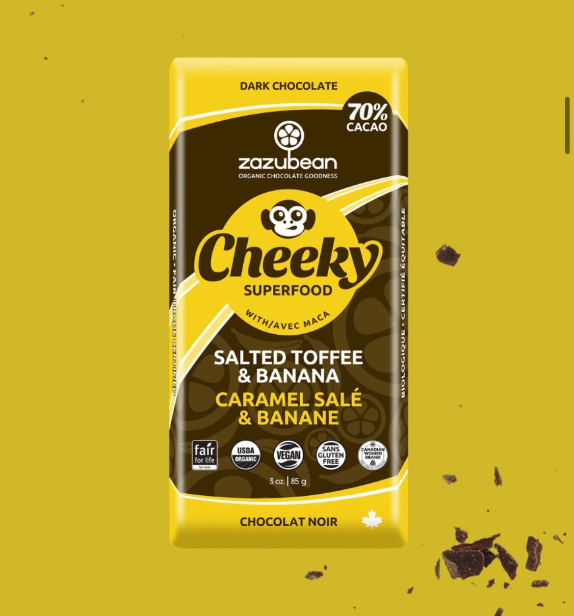 Zazubean Cheeky: Salted Toffee & Banana with Maca 85g