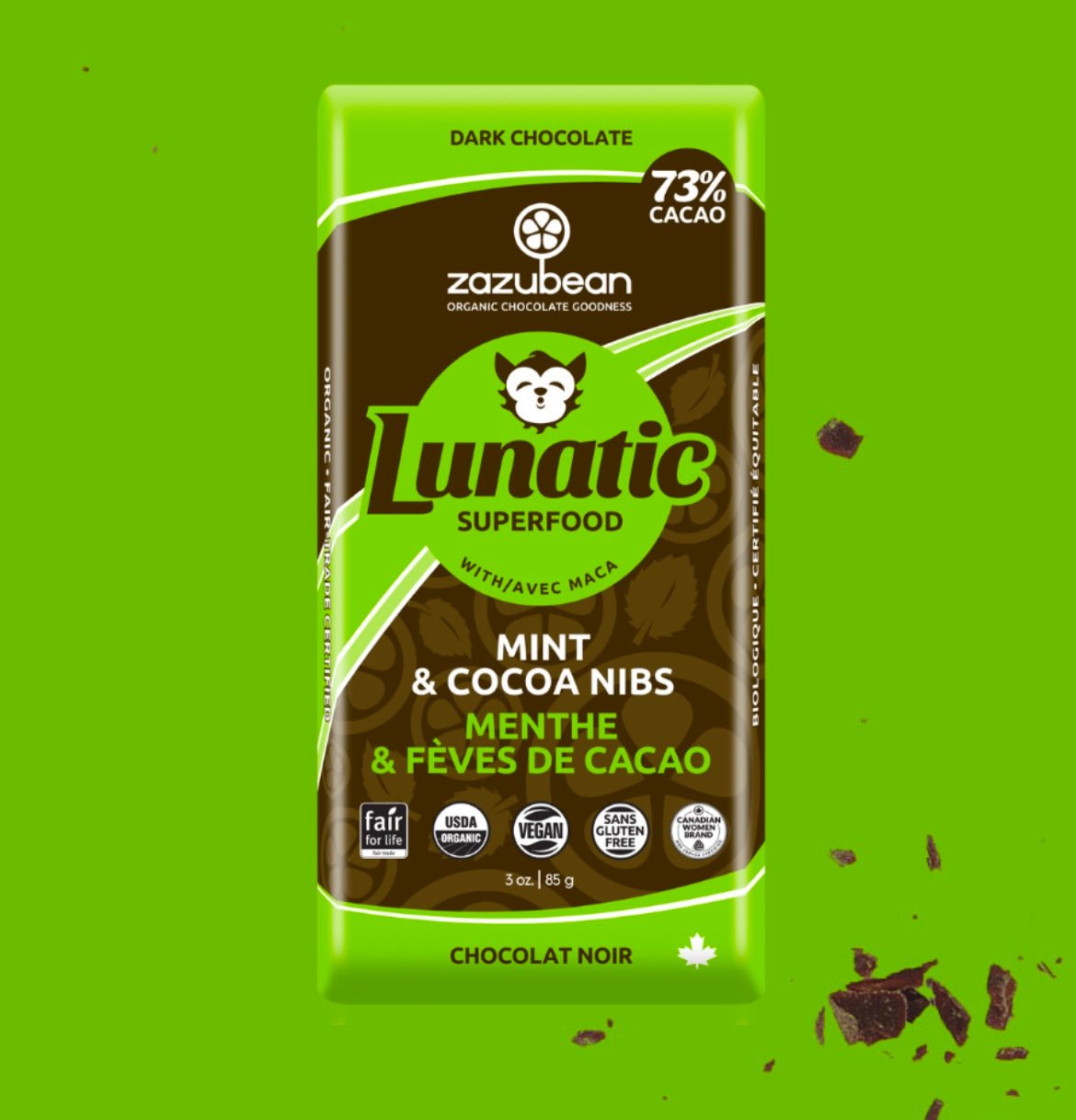 Zazubean Lunatic: Mint & Cocoa Nibs with Maca