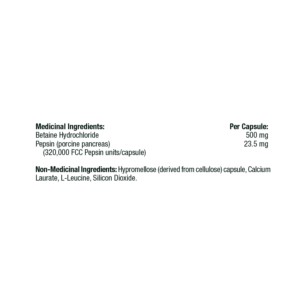 Thorne Betaine HCL & Pepsin - Digestive Support Formula