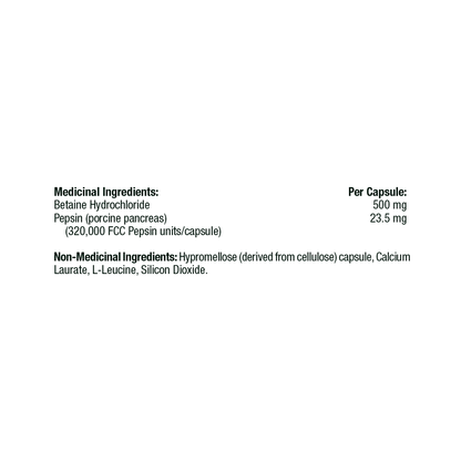 Thorne Betaine HCL & Pepsin - Digestive Support Formula